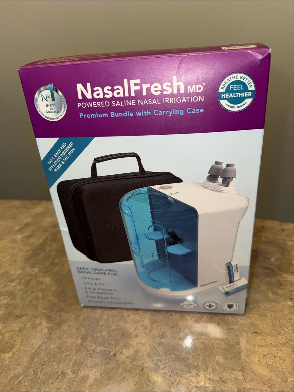 NasalFresh MD Powered Saline Nasal Irrigation - carrying case, only used once